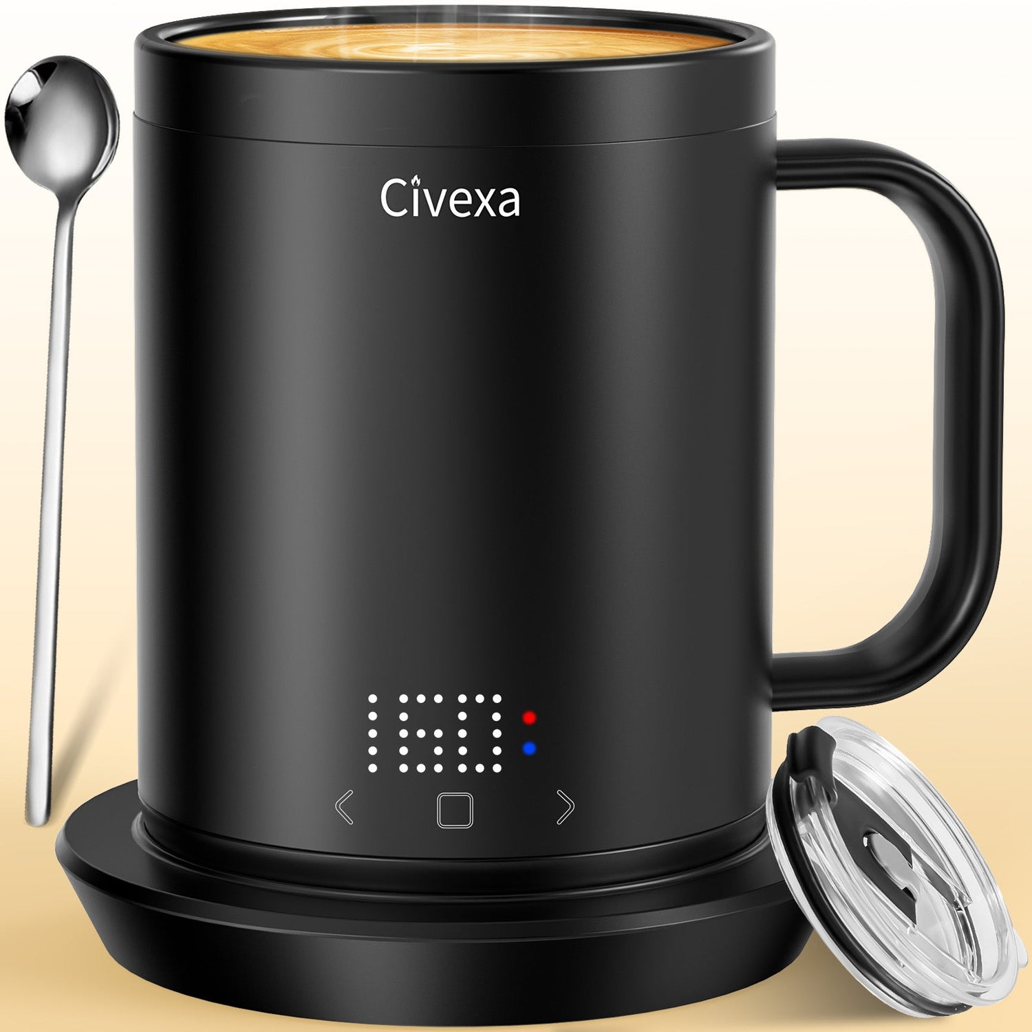 Civexa Rechargeable Self Heating Coffee Mug, Fast Heating & High Temperature, 14 Oz App-Controlled Heated Coffee Mug, 1F Precise Temperature Control Smart Mug Warmer for 150 Min Use