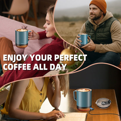 Magnetic Charging Rechargeable Self Heating Coffee Mug, Fast Heating & High Temperature 14Oz APP-Controlled Smart Coffee Cup Warmer, 120 Mins -Hot Up to 149℉ Smart Mug Warmer, Gifts for Women and Men