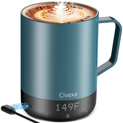 Magnetic Charging Rechargeable Self Heating Coffee Mug, Fast Heating & High Temperature 14Oz APP-Controlled Smart Coffee Cup Warmer, 120 Mins -Hot Up to 149℉ Smart Mug Warmer, Gifts for Women and Men
