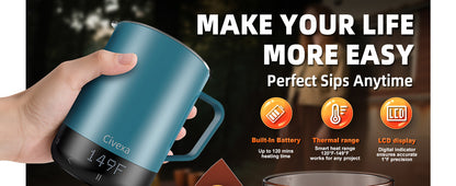 Magnetic Charging Rechargeable Self Heating Coffee Mug, Fast Heating & High Temperature 14Oz APP-Controlled Smart Coffee Cup Warmer, 120 Mins -Hot Up to 149℉ Smart Mug Warmer, Gifts for Women and Men