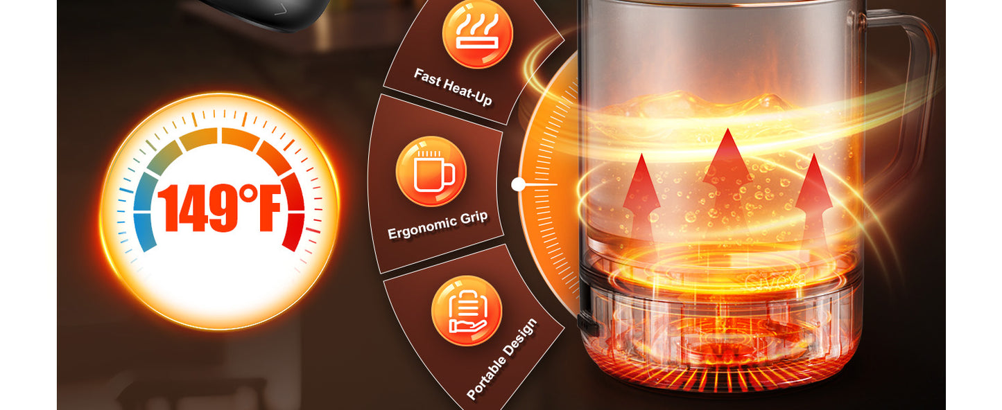 Magnetic Charging Rechargeable Self Heating Coffee Mug, Fast Heating & High Temperature 14Oz APP-Controlled Smart Coffee Cup Warmer, 120 Mins -Hot Up to 149℉ Smart Mug Warmer, Gifts for Women and Men