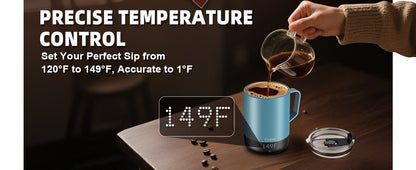 Magnetic Charging Rechargeable Self Heating Coffee Mug, Fast Heating & High Temperature 14Oz APP-Controlled Smart Coffee Cup Warmer, 120 Mins -Hot Up to 149℉ Smart Mug Warmer, Gifts for Women and Men