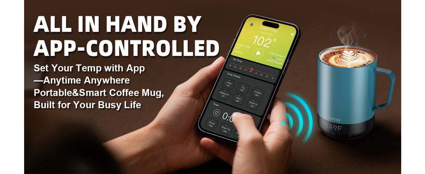 Magnetic Charging Rechargeable Self Heating Coffee Mug, Fast Heating & High Temperature 14Oz APP-Controlled Smart Coffee Cup Warmer, 120 Mins -Hot Up to 149℉ Smart Mug Warmer, Gifts for Women and Men