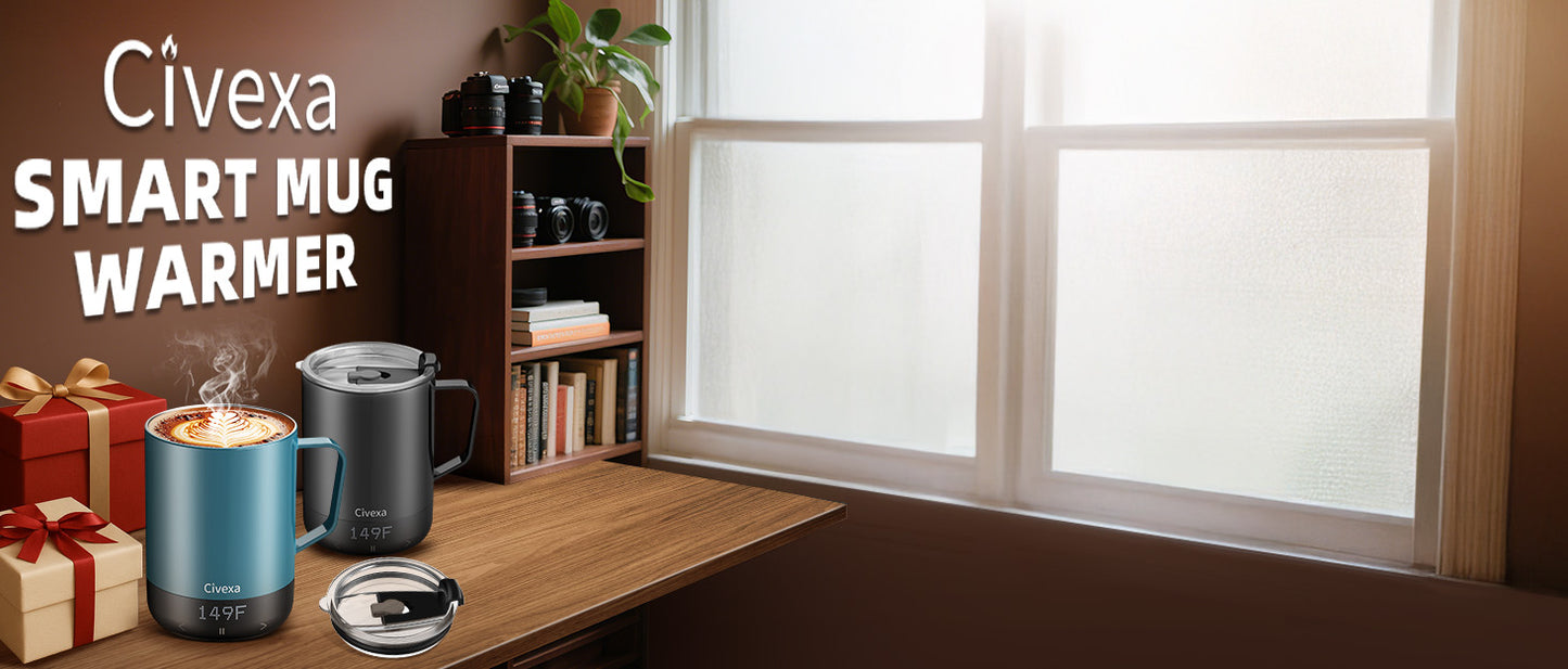 Magnetic Charging Rechargeable Self Heating Coffee Mug, Fast Heating & High Temperature 14Oz APP-Controlled Smart Coffee Cup Warmer, 120 Mins -Hot Up to 149℉ Smart Mug Warmer, Gifts for Women and Men