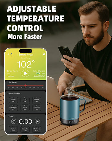 Magnetic Charging Rechargeable Self Heating Coffee Mug, Fast Heating & High Temperature 14Oz APP-Controlled Smart Coffee Cup Warmer, 120 Mins -Hot Up to 149℉ Smart Mug Warmer, Gifts for Women and Men