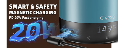 Magnetic Charging Rechargeable Self Heating Coffee Mug, Fast Heating & High Temperature 14Oz APP-Controlled Smart Coffee Cup Warmer, 120 Mins -Hot Up to 149℉ Smart Mug Warmer, Gifts for Women and Men