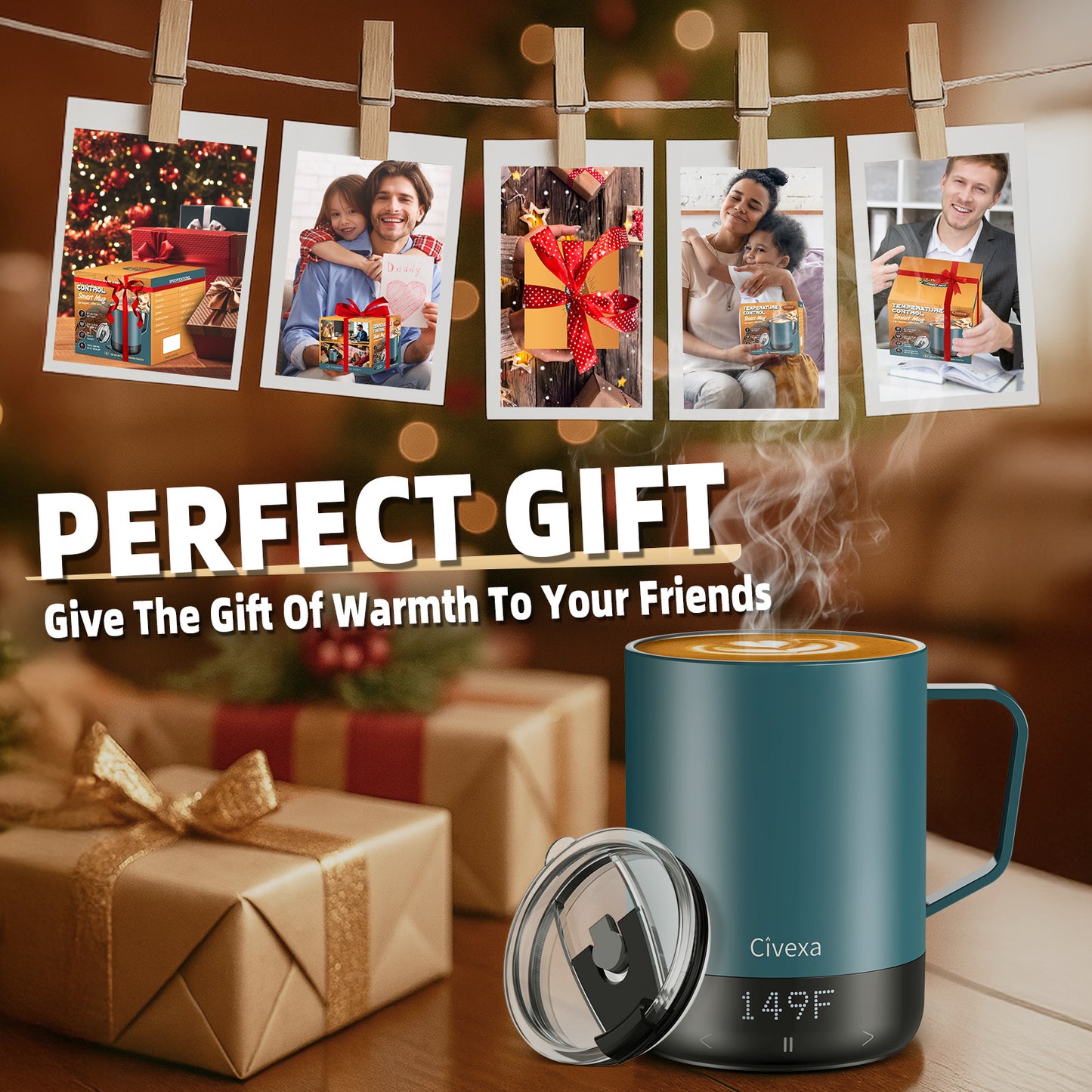 Magnetic Charging Rechargeable Self Heating Coffee Mug, Fast Heating & High Temperature 14Oz APP-Controlled Smart Coffee Cup Warmer, 120 Mins -Hot Up to 149℉ Smart Mug Warmer, Gifts for Women and Men